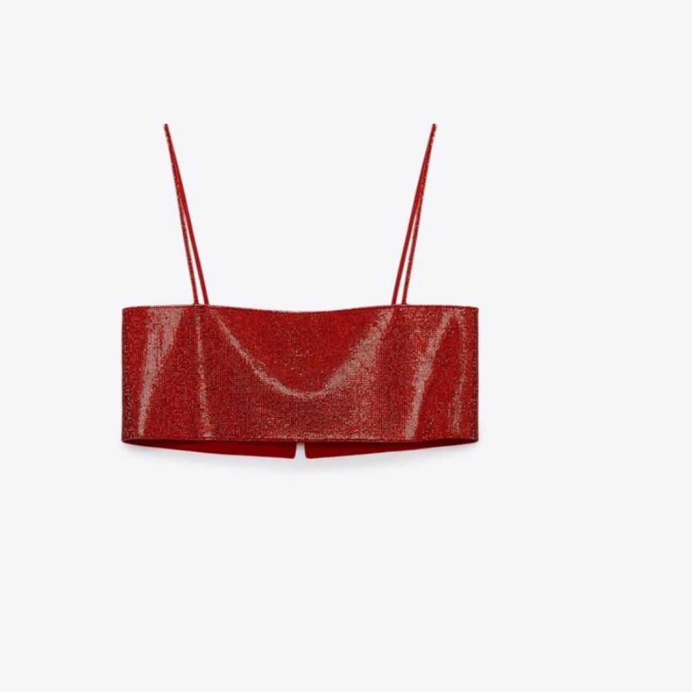 Zara shimmery red rhinestones top - Picture 11 of 14